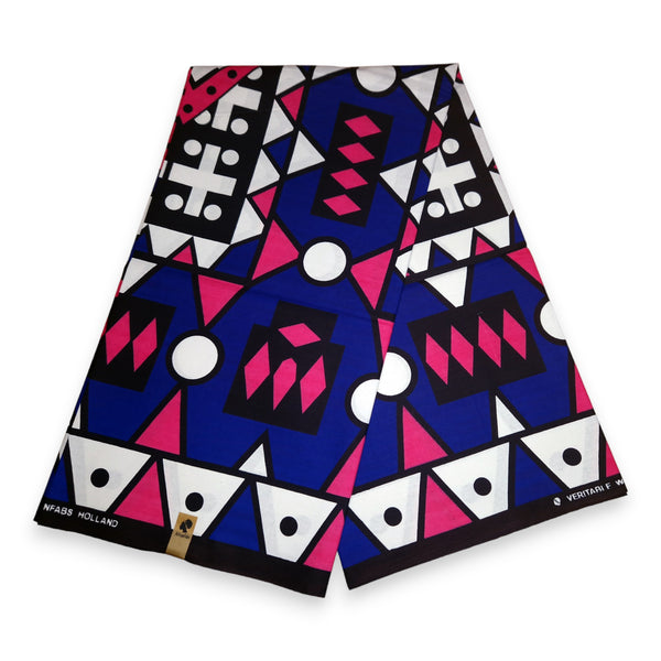 Tela estampada africana - Azul Rosa Samakaka / Samacaca (Angola) - 100% algodón