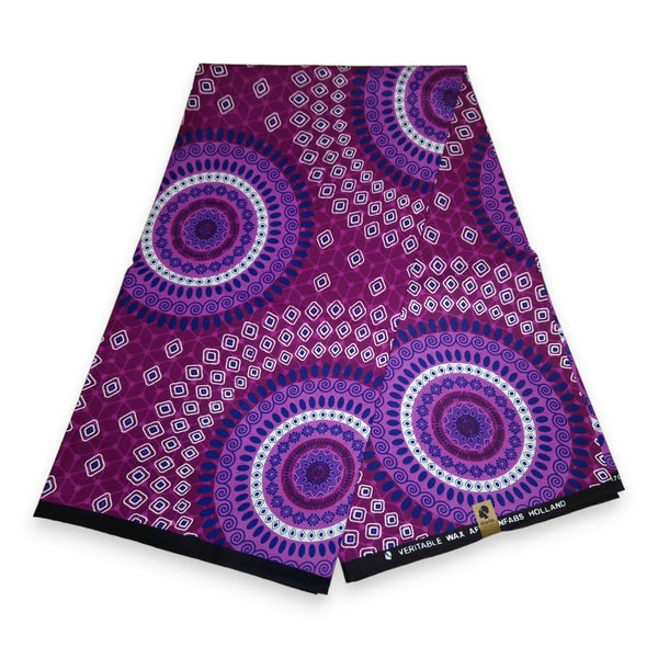 Tela estampada africana - Morado Dotted Patterns - 100% algodón