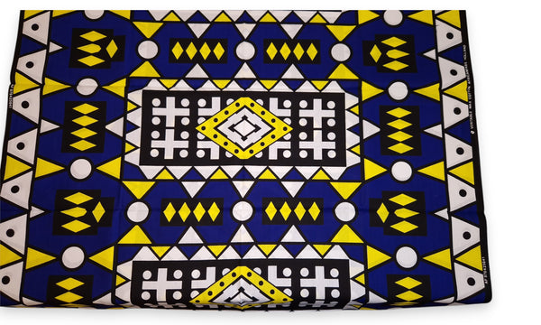 Tela estampada africana - Azul Amarillo Samakaka / Samacaca (Angola) - 100% algodón