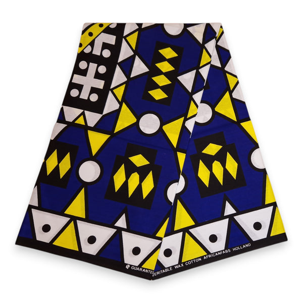 Tela estampada africana - Azul Amarillo Samakaka / Samacaca (Angola) - 100% algodón