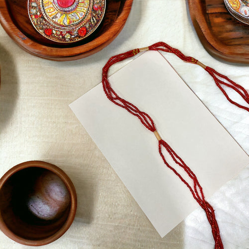 Perlas de cintura 3 en 1 / Cadena de cadera africana - ABENI - Rojo (elástico)