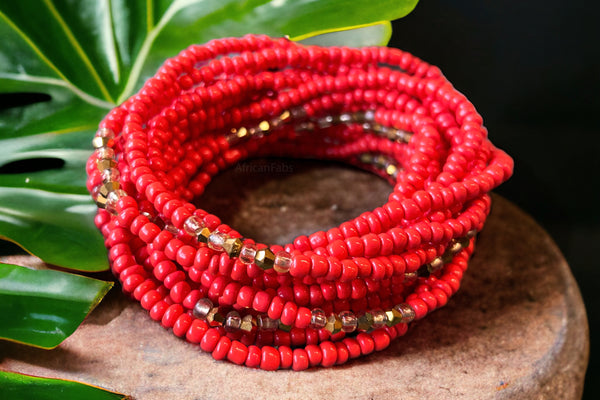 Abalorios Cintura /Cadena Cadera Africana - OBI - Rojo (elástico)