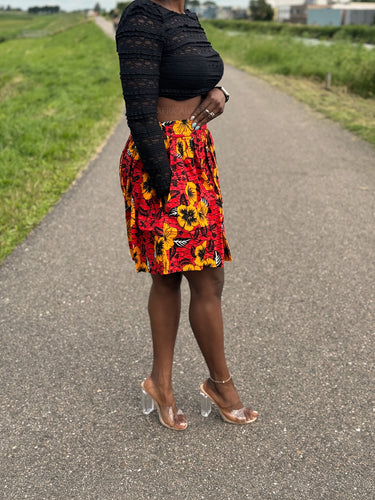 Minifalda estampado africano - Rojo Flowers