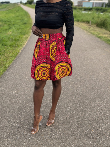 Minifalda estampado africano - Rojo Dotted Patterns