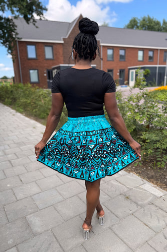Minifalda estampado africano - Turquesa Kampala Pattern