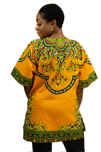 Naranja Shirt / Dashiki Dress - Top con estampado africano - Unisex