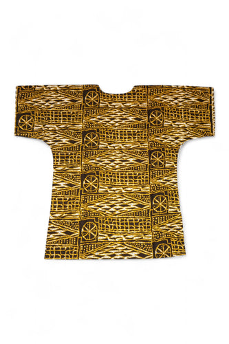 Negro Amarillo Ndop Cameroon Dashiki Shirt / Dashiki Dress - Top con estampado africano - Unisex