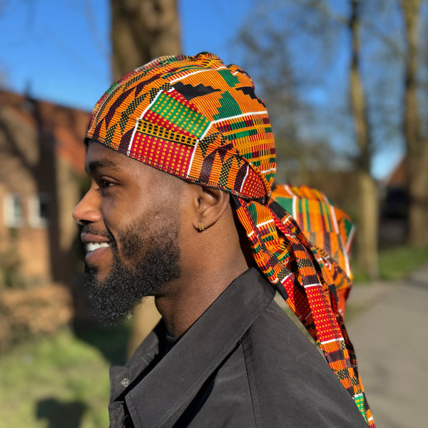 Durag / Du-rag / Do-rag / Bandana - Unisex - Amarillo / verde Kente