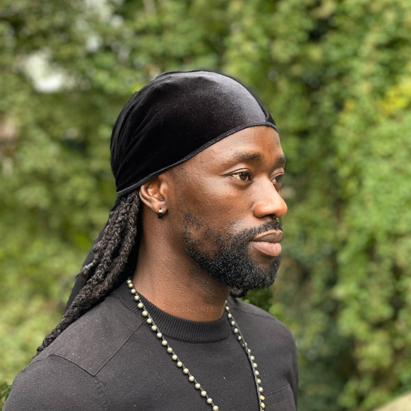 Velvet Durag / Du-rag / Do-rag / Bandana - Unisex - Negro