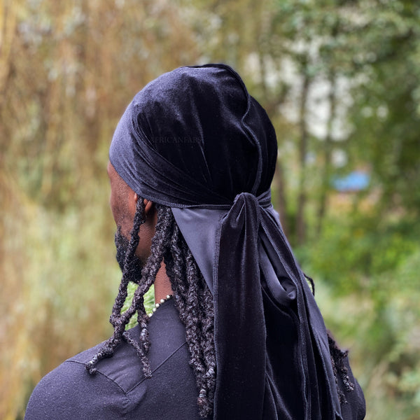 Velvet Durag / Du-rag / Do-rag / Bandana - Unisex - Negro