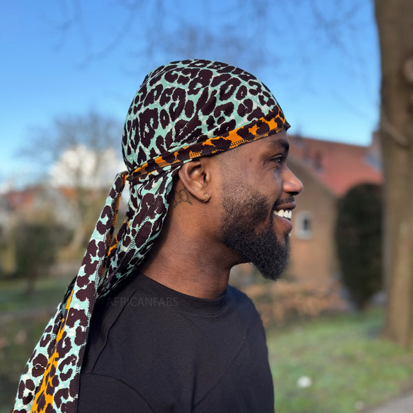 Durag / Du-rag / Do-rag / Bandana - Unisex - Naranja Leopard