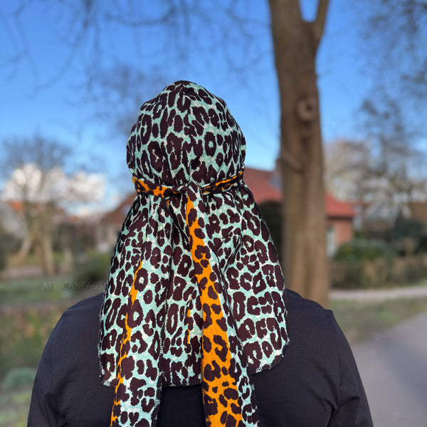 Durag / Du-rag / Do-rag / Bandana - Unisex - Naranja Leopard