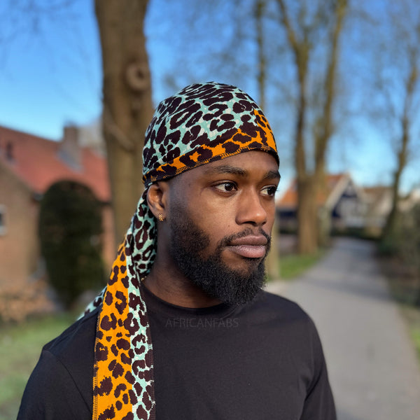 Durag / Du-rag / Do-rag / Bandana - Unisex - Naranja Leopard