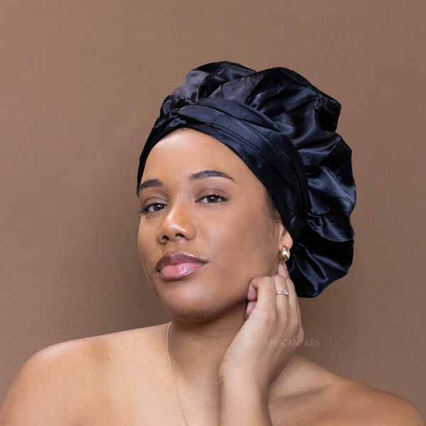 Easy headwrap Large - Gorro forrado de satén - Negro