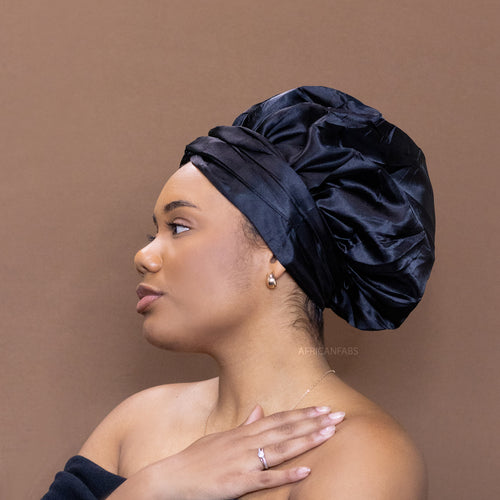 Easy headwrap Large - Gorro forrado de satén - Negro