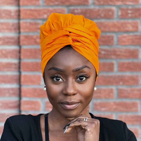 Easy headwrap - Gorro forrado de raso - Naranja-amarillo
