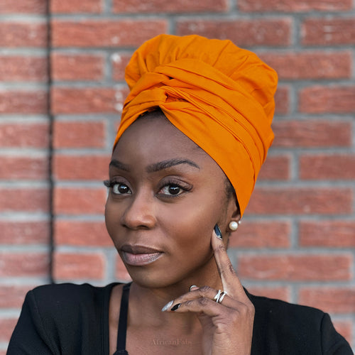 Easy headwrap - Gorro forrado de raso - Naranja-amarillo