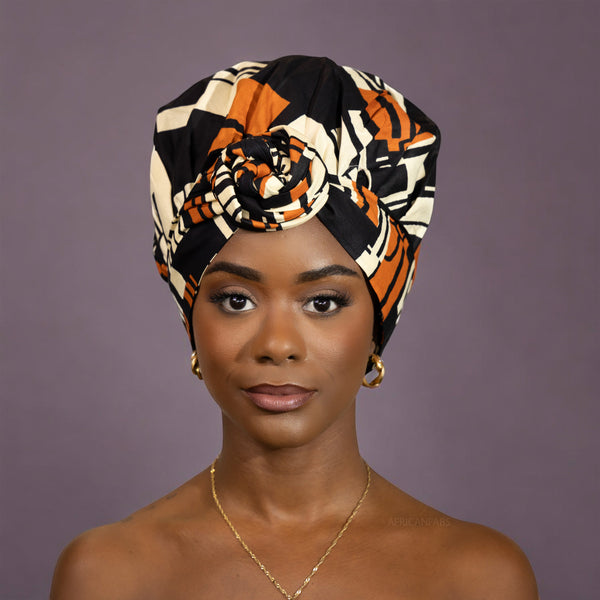 Easy headwrap - Gorro forrado de raso - Naranja / negro