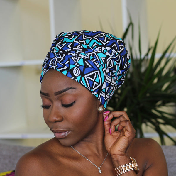Easy headwrap - Gorro forrado de raso - Azul / turquesa Ame