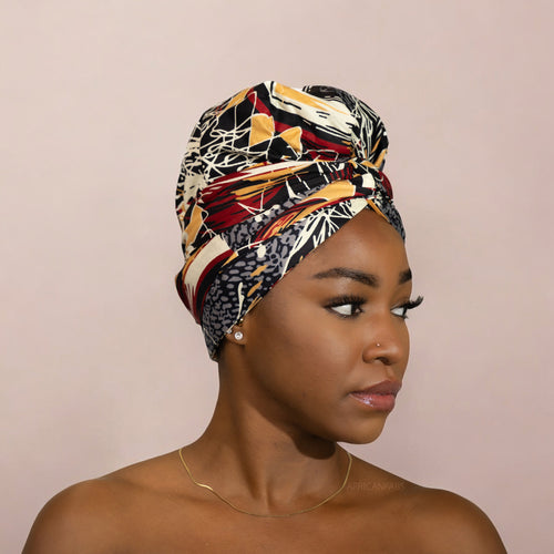Easy headwrap - Gorro forrado de raso - Color negro / crema