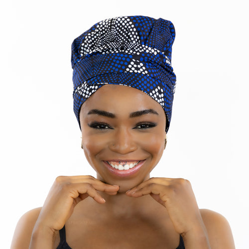 Easy headwrap - Gorro de pelo con forro de satén - Blue Diamonds