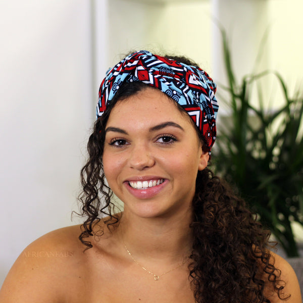 Turbante africano - Blanco / rojo / azul