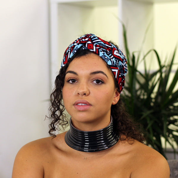 Turbante africano - Blanco / rojo / azul