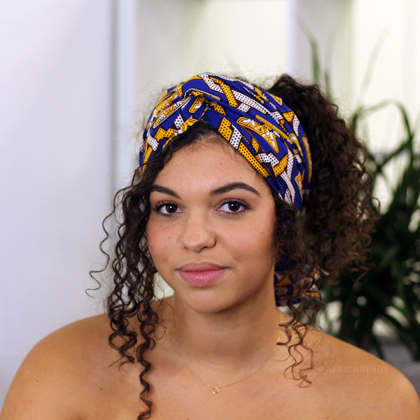 Turbante africano - Azul / blanco