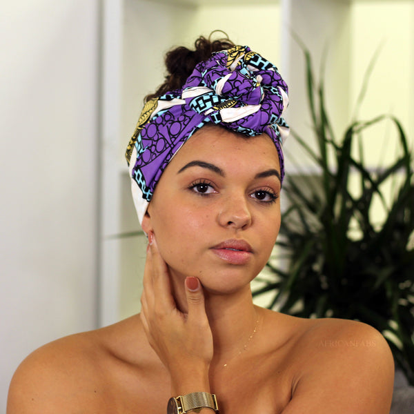 Turbante africano - Morado / blanco