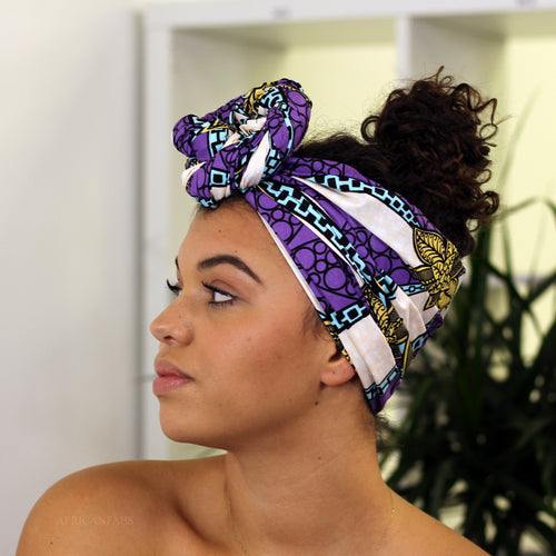Turbante africano - Morado / blanco