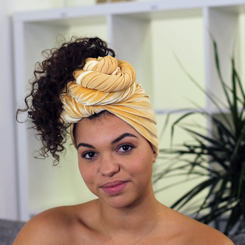 Turbante de terciopelo / turbante de terciopelo - Amarillo ocre