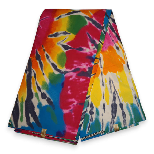 Tela estampada africana - Multicolor Tie Dye - Polialgodón