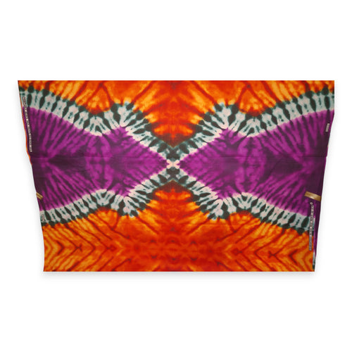 Tela estampada africana - Naranja Morado Tie Dye - Polialgodón
