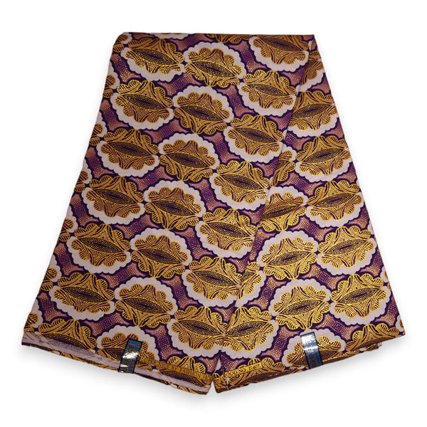 Tela estampada africana - Efectos exclusivos de purpurina embellecida 100% algodón - KT-3112 Oro Morado