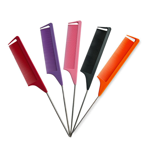Peine de cola de alfiler profesional - Peine de cola de rata para trenzas - Rosa