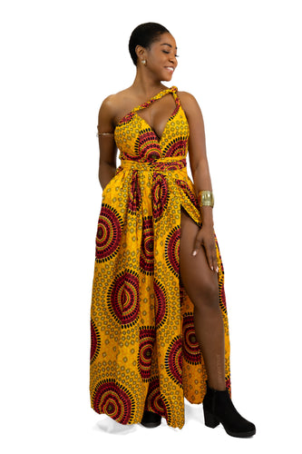 Vestido maxi multiposición infinito Amarillo anaranjado Dotted Patterns