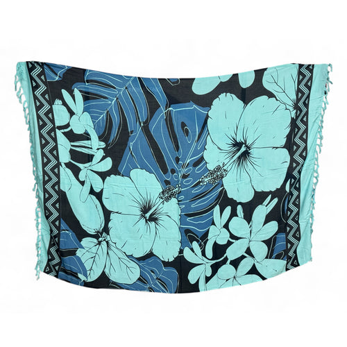 Pareo / Sarong - Falda envolvente de playa - Flor grande turquesa