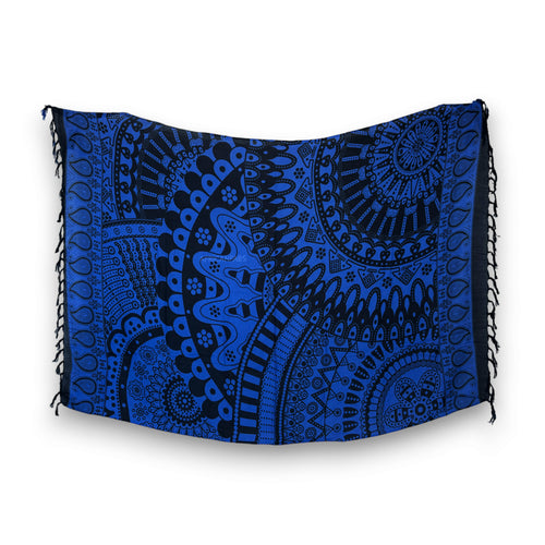 Pareo / Sarong - Falda envolvente de playa - Mandala negro / azul