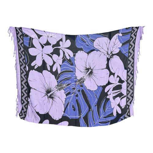 Pareo / Sarong - Falda envolvente de playa - Morado / negro flower