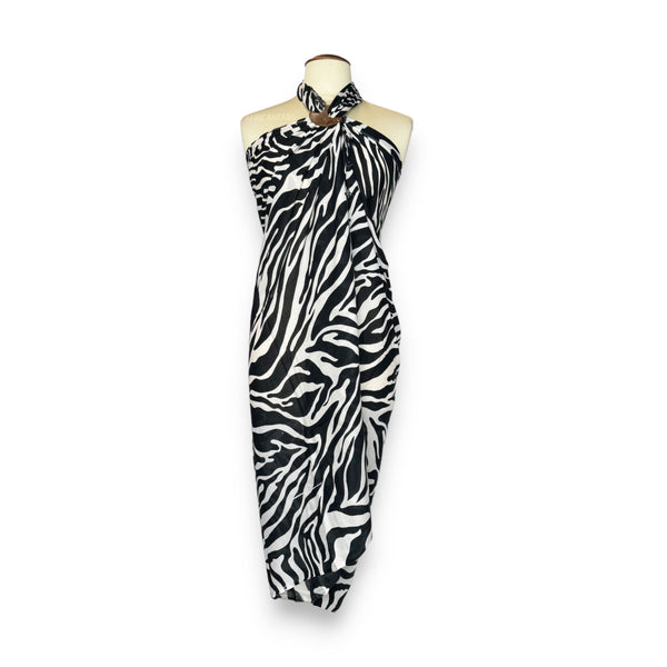 Pareo / Sarong - Falda envolvente de playa - Negro / blanco