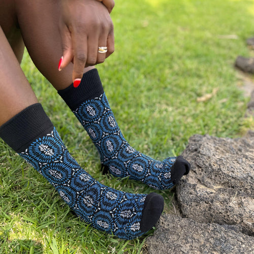 Calcetines africanos / Calcetines afro - Azul Bogolan