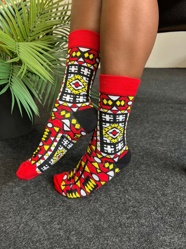 Calcetines africanos / Calcetines afro / Calcetines Samakaka - Rojo