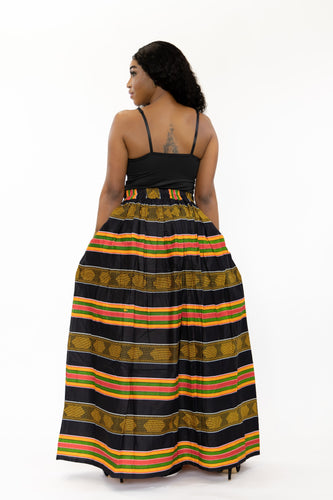 Falda maxi estampado africano - Negro Pan Africa