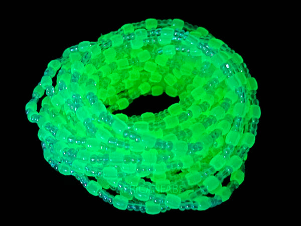 Perlas de Cintura / Cadena de Cintura Africana - ABE- Blanco - Resplandor en la oscuridad (elástico)