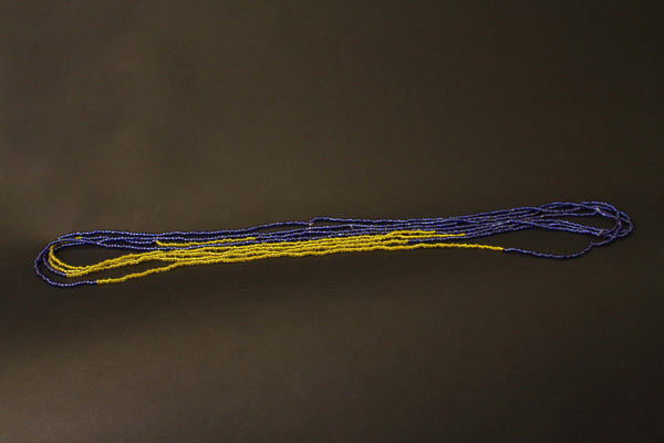 Perlas de cintura / Cadena de cadera africana - ABEHE - Azul / amarillo-verde (elástico)