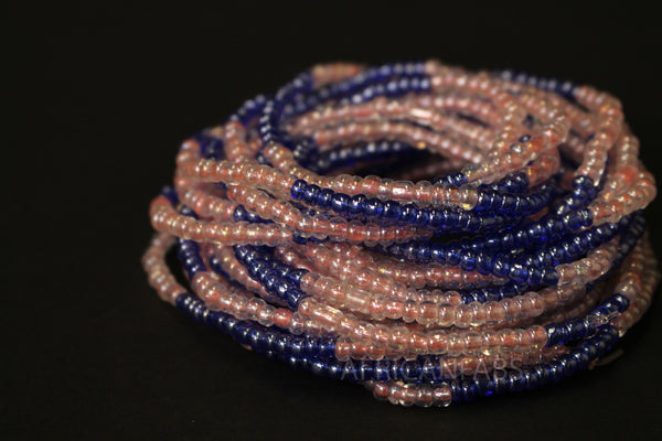 Perlas de cintura / Cadena de cintura africana - OSAYEMWENRE - Azul / rosa (elástico)