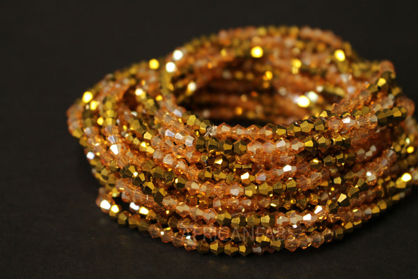 Cuentas de cintura / Cadena de cintura africana - IZIEGBE - Cristal dorado (elástico)