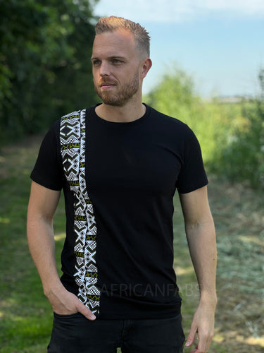 Camiseta con detalles de estampado africano - banda bogolan blanca / verde