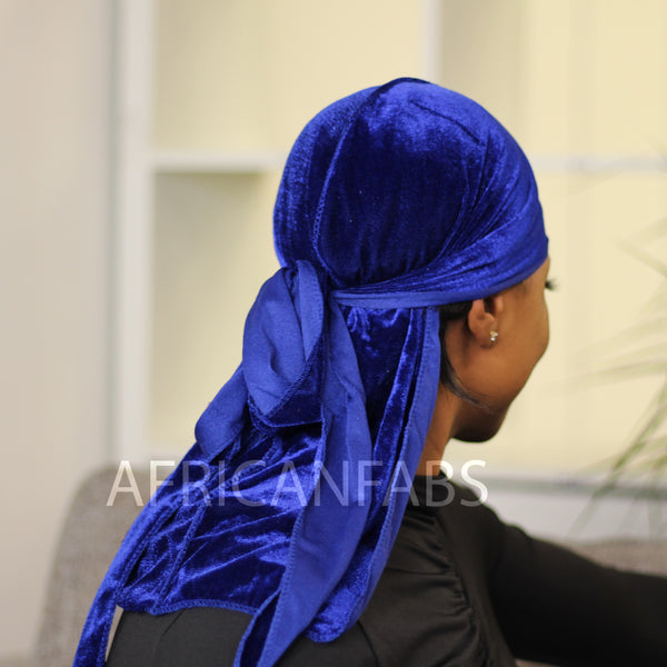 Velvet Durag / Du-rag / Do-rag / Bandana - Unisex - Azul