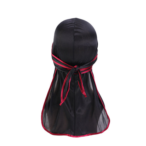 Durag / Du-rag / Do-rag / Bandana - Unisex - Negro con borde rojo